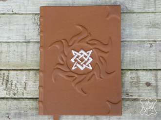 Кожаный ежедневник ручной работы на славянскую тематику, Звезда Руси, ежедневник с логотипом