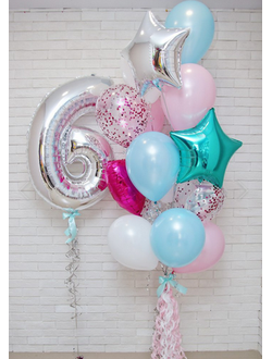 Набор шаров с гелием "С днем рождения" розово-голубой