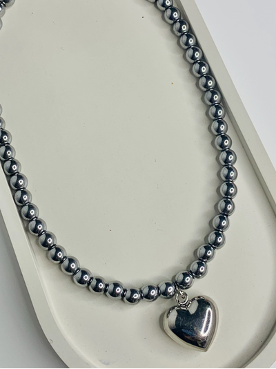 Колье с сердцем, гематит