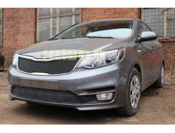 Защита радиатора KIA RIO 2015-2017 (Комфорт, Люкс, Престиж) black верх
