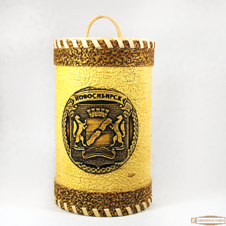 Берестяной туес d8 h14 «Герб Новосибирска» сувенир