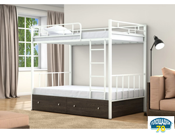 Двухъярусная кровать Валенсия 120 Белый ящики венге