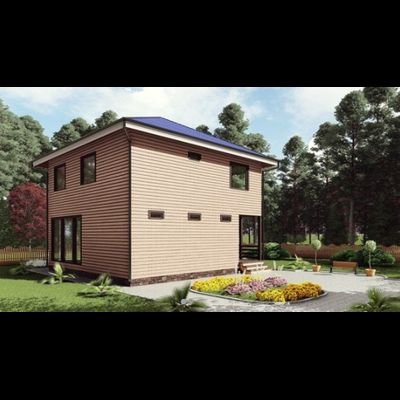 Двухэтажный каркасный дом с четырьмя спальнями 145м² (SK62)