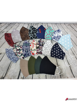 Маска х/б многоразовая анатомическая на медицинских резинках, асс-т