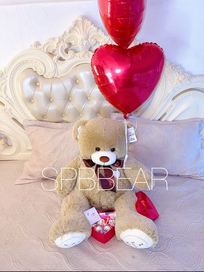 Подарочный набор №3 - Плюшевый мишка 120 см, Шары сердца 2, Киндер бокс средний