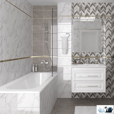 Плитка настенная Laparet Venus белая 08-00-00-2680 20х40 см в интерьере стиль современный