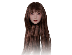 Женская голова (скульпт) с длинными каштановыми волосами и подвижными глазами - 1/6 scale Asian Movable Eyes Beauty Head Sculpt Yueyue (ZC016A) - Z6TOYS