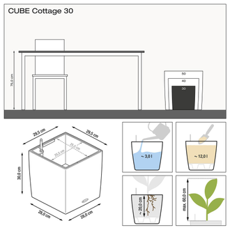 Кашпо с автополивом Lechuza Cube Cottage мокко плетеный (30 см)