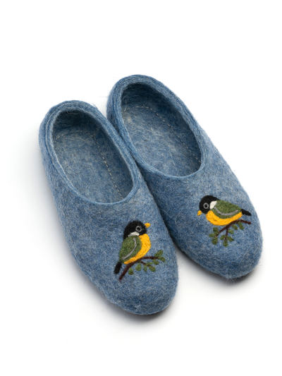 Женские тапочки «Синички» голубые 40