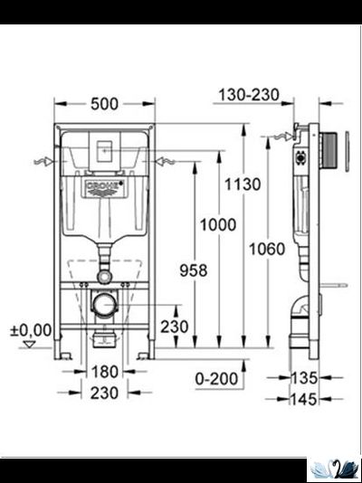 Инсталляция Grohe Rapid SL 38772001, со Skate Cosmopolitan хром