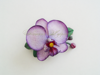 Заколка с орхидеей "Страстная ночь".