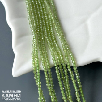 Хризолит микроогранка шары 2 мм, цена за нить 19 см