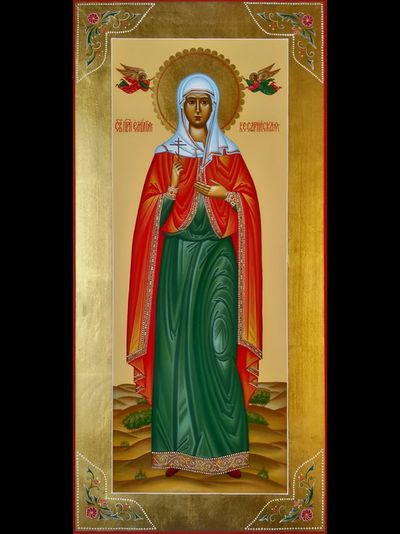 Емилия (Эмилия) Кесарийская (Каппадокийская), святая преподобная. Рукописная мерная икона.