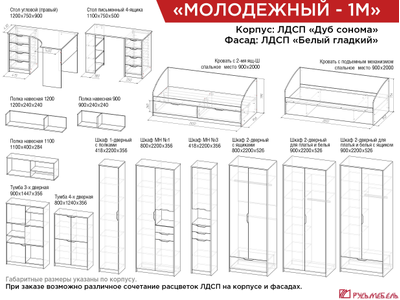МОЛОДЕЖНЫЙ 1М Полка навесная 1100