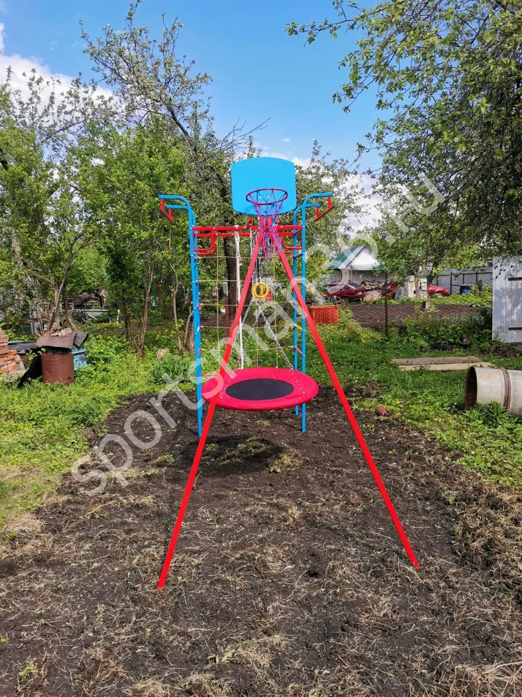 Уличный детский спортивный комплекс PLASTEP МИКРО 3 с сеткой