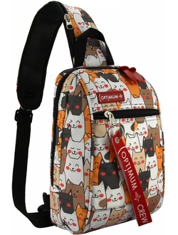 Рюкзак с одной лямкой - сумка на грудь Optimum XXL RL, котики