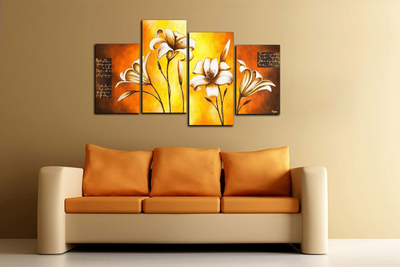 Модульная картина "Лилии в саду"