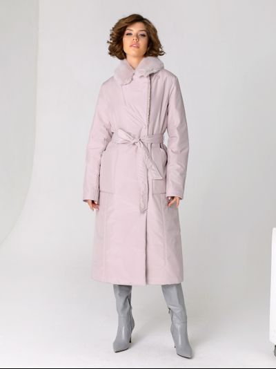 Пальто 23303 серо-розовый