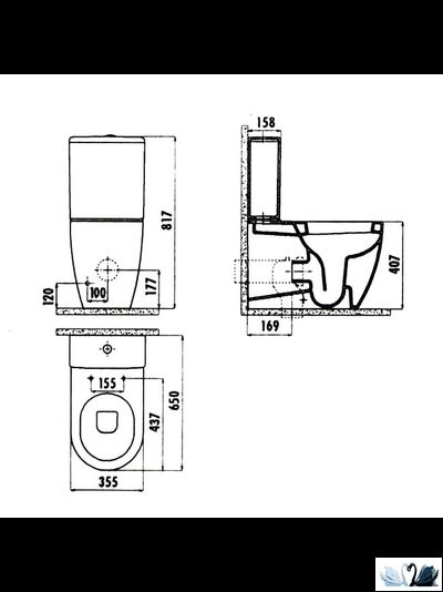 Унитаз-биде Creavit Free FE360.000, в комплекте с бачком MA410.000, напольный, приставной