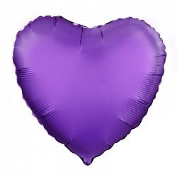 Шар (18&#039;&#039;/46 см) Сердце, Фиолетовый, Сатин, 1 шт.