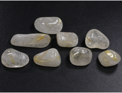 Кварц с рутилом (рутиловый)  в ассортименте, галтовка, Бразилия (10-15 мм, 2-2,5 г) №26905