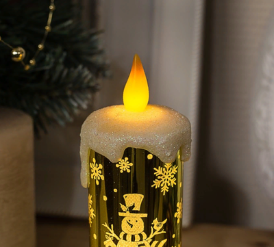 LED свеча-ночник "Свеча снеговик", 15х7х9 см