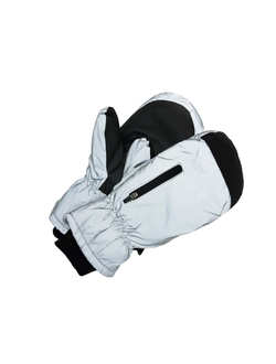 Варежки зимние -30, влагонепроницаемые, светоотражаемые, с манжетом, ладонь экокожа, белые (внутри флис)