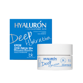 БЕЛКОСМЕКС HIALURON Deep Hydration Крем для ЛИЦА 50+  Интенсивное увлажнение и восстановление 48г