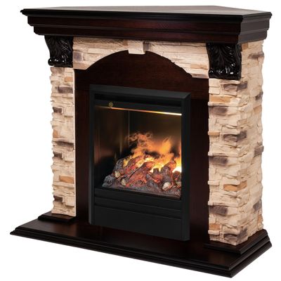 Угловой электрокамин Dublin Rock AO с очагом 3D Olympic