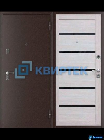 Дверь входная металлическая СОЮЗ 2К Стандарт Скин Медь Белёный дуб купить в Челябинске | КВИРТЕК