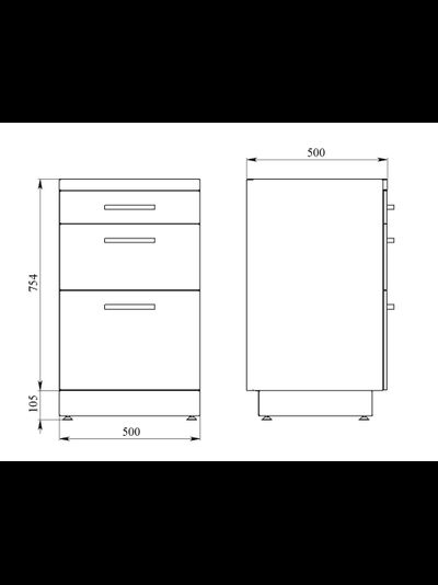 Тумба металлическая с ящиками на подиуме ТМЯ-3.0 Люкс