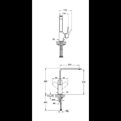 Смеситель для кухни, черный матовый, VitrA Root Square, A4275336EXP