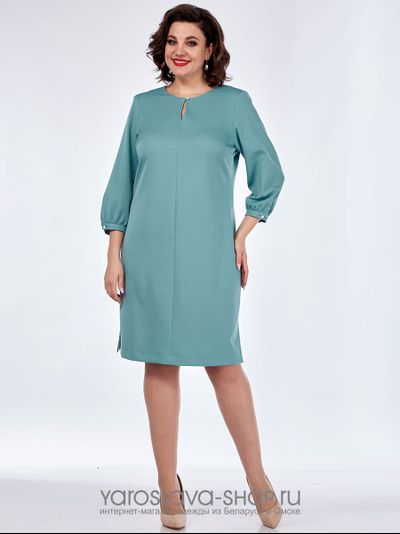 Модель: 2566. Платье прямого силуэта бирюзового цвета.