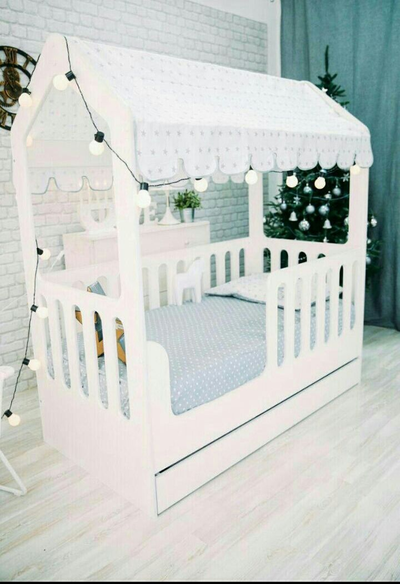 Кровать-домик с ящиком и балдахином