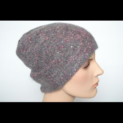 Серая с фуксией меланжевая шапка носок Vizio Италия 8023  (6926) CL