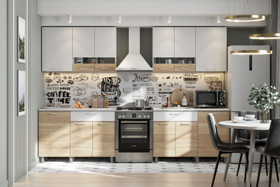 Кухонный гарнитур "КГ - 4(1200)" Белый / Дуб Сонома / Белый / Антарес  (SV)