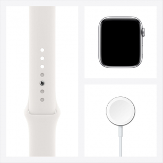 Умные часы Apple Watch Series 6 GPS 44мм Aluminum Case with Sport Band, серебристый/белый