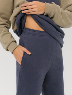 Брюки c манжетами хлопковый велюр (черничный)