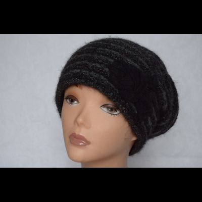Черный вязаный берет с пайетками Vizio Италия 6507