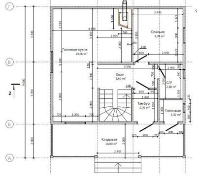 Двухэтажный каркасный дом с четырьмя спальнями 101м² (SK20)