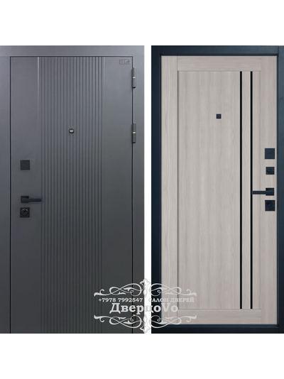 ВФД (VFD) ВЛАДИМИРСКАЯ ФАБРИКА ДВЕРЕЙ/ BALANCE Twin. ATUM PRO 33/ ЭКОШПОН Sharkskin - Stone Oak + ЧЕРНОЕ СТЕКЛО/ ТОЛЩИНА 112 мм/ ТРИ КОНТУРА/ МИНЕРАЛЬНАЯ ПЛИТА
