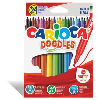 Фломастеры CARIOCA (Италия) "Doodles", 24 цвета, суперсмываемые, 42315, 2 набора