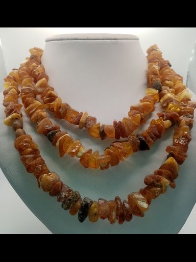 Лечебные бусы длинные , из необработанного янтаря