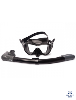 Маска для дайвинга с трубкой Sargan "АГИДЕЛЬ" черно-серый силикон, комплект