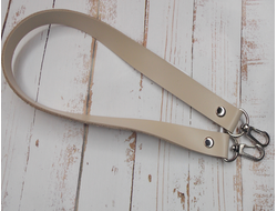 Ремень для сумки кожаный 50 см с карабинами цвет крем