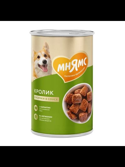 Мнямс влажный корм (консерва) для собак "Фитнес" из кролика кусочки в соусе 400 г