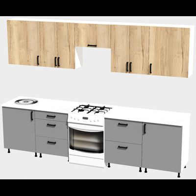 Кухня Эконом 2,4 метра (1200х1200) Цвет: Дуб Вотан/Базальт