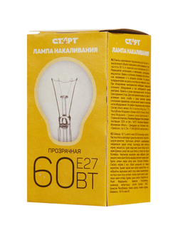 Электрическая лампа СТАРТ стандартная/прозрачная 60W E27 10 шт
