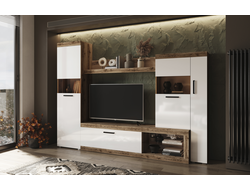 ЛДСП Гостиная БАСТОН Дуб Делано/Белый глянец