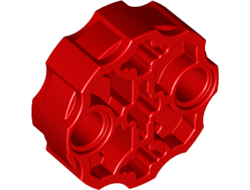 Technic, Axle Connector Block Round with 2 Pin Holes and 3 Axle Holes Hero Factory Weapon Barrel, Red (98585 / 6313596)